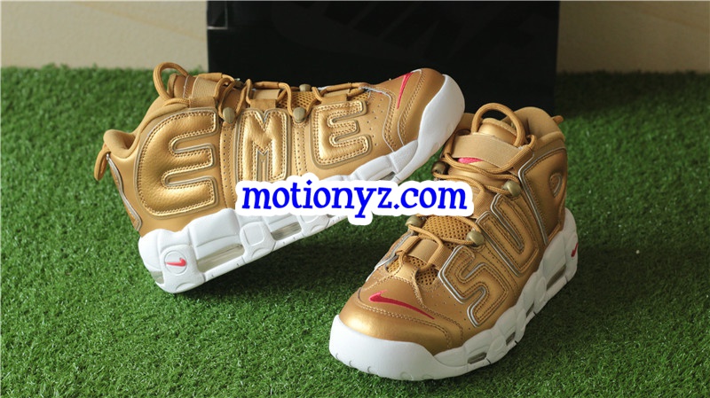 Authentic Supreme x Nike Air More Uptempo Golden